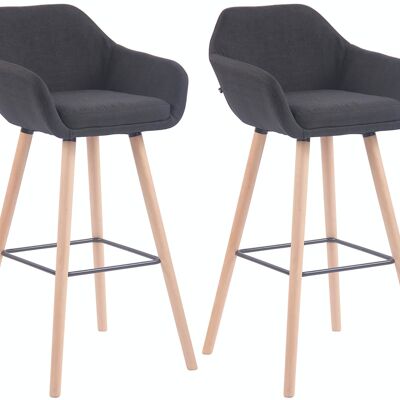 Lot de 2 tabourets de bar Adelaide noir naturel 52x51x100 noir Matière Bois