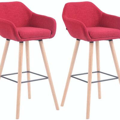 Set of 2 bar stools Adelaide natural red 52x51x100 red Material Wood