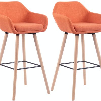 Set of 2 bar stools Adelaide natural orange 52x51x100 orange Material Wood