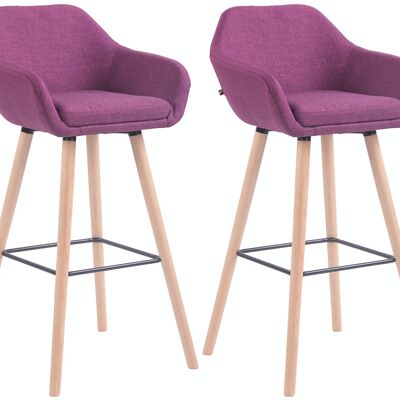 Set of 2 bar stools Adelaide natural purple 52x51x100 purple Material Wood