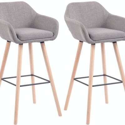 Set of 2 bar stools Adelaide natural Gray 52x51x100 Gray Material Wood