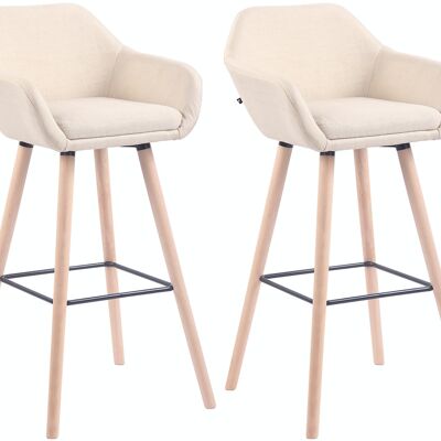 Set of 2 bar stools Adelaide natural cream 52x51x100 cream Material Wood