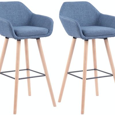 Set of 2 bar stools Adelaide natural blue 52x51x100 blue Material Wood