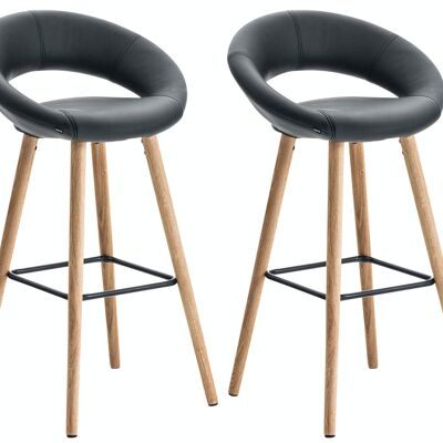 Set of 2 bar stools Tampa imitation leather black 48x55x97 black imitation leather Wood