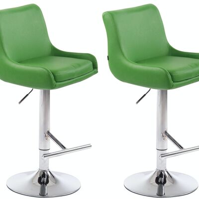 Set of 2 bar stools Club imitation leather chrome vegetable 50x43x90 vegetable leatherette metal