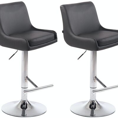 Set of 2 bar stools Club imitation leather chrome Gray 50x43x90 Gray leatherette metal