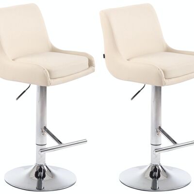 Set of 2 bar stools Club imitation leather chrome cream 50x43x90 cream leatherette metal