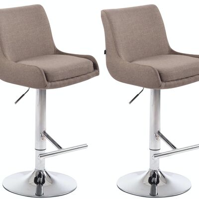 Set of 2 bar stools Club fabric chrome taupe 50x43x90 taupe Material metal