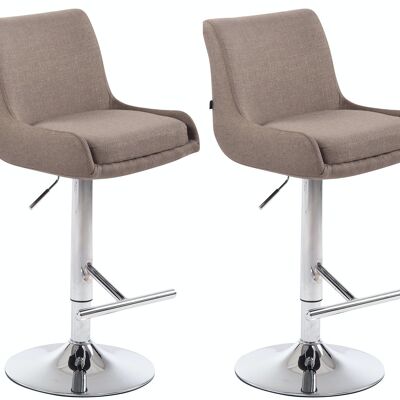 Lot de 2 tabourets de bar Club tissu chrome taupe 50x43x90 taupe Matière métal