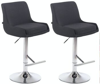 Lot de 2 tabourets de bar Club tissu chrome noir 50x43x90 noir Matière métal 1