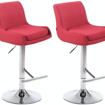 Lot de 2 tabourets de bar Club tissu chrome rouge 50x43x90 rouge Matière métal