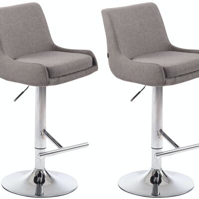 Set of 2 bar stools Club fabric chrome Gray 50x43x90 Gray Material metal