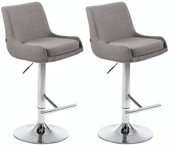 Lot de 2 tabourets de bar Club tissu chrome Gris 50x43x90 Gris Matière métal 1