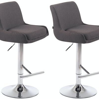 Set of 2 bar stools Club fabric chrome dark gray 50x43x90 dark gray Material metal