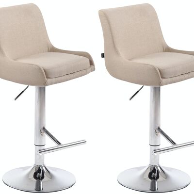 Set of 2 bar stools Club fabric chrome cream 50x43x90 cream Material metal