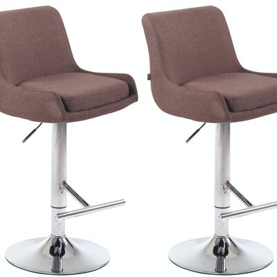 Set of 2 bar stools Club fabric chrome brown 50x43x90 brown Material metal