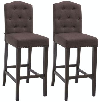 Lot de 2 tabourets de bar Louise tissu marron antique 57x42x113 marron Matière Bois 1