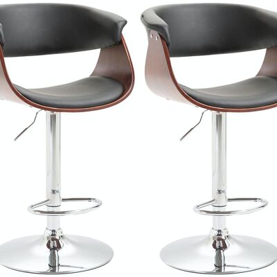Set of 2 Callao bar stools imitation leather coffee/black 50x58x90 coffee/black leatherette Chromed metal