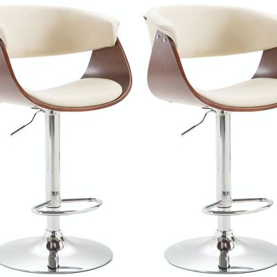 Set of 2 Callao bar stools imitation leather coffee/cream 50x58x90 coffee/cream imitation leather Chromed metal