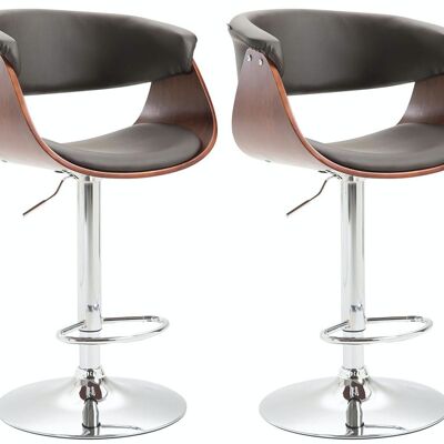 Set of 2 Callao bar stools imitation leather coffee/brown 50x58x90 coffee/brown imitation leather Chromed metal