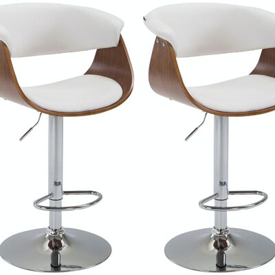 Set of 2 bar stools Callao imitation leather walnut/white 50x58x90 walnut/white imitation leather Chromed metal