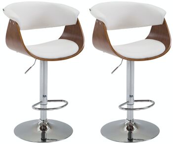 Lot de 2 tabourets de bar Callao simili cuir noyer/blanc 50x58x90 noyer/simili cuir blanc Métal chromé 1