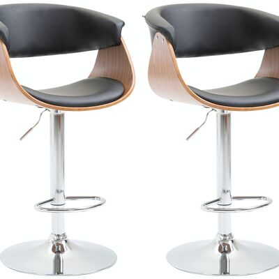 Set of 2 bar stools Callao imitation leather walnut/black 50x58x90 walnut/black imitation leather Chromed metal
