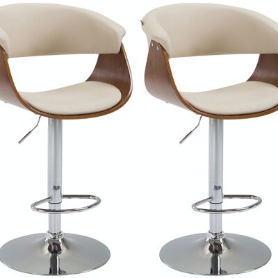 Set of 2 bar stools Callao imitation leather walnut/cream 50x58x90 walnut/cream imitation leather Chromed metal