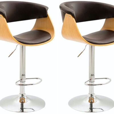 Set of 2 bar stools Callao imitation leather natural/brown 50x58x90 natural/brown imitation leather Chromed metal