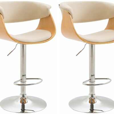 Set of 2 bar stools Callao imitation leather natural/cream 50x58x90 natural/cream imitation leather Chromed metal