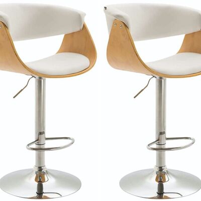 Set of 2 bar stools Callao imitation leather natural white 50x58x90 natural white imitation leather Chromed metal