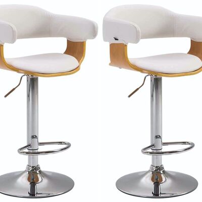 Set of 2 bar stools Natal imitation leather natural white 39x38x86 natural white imitation leather Chromed metal