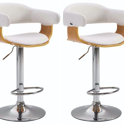 Lot de 2 tabourets de bar Natal simili cuir blanc naturel 39x38x86 simili cuir blanc naturel Métal chromé