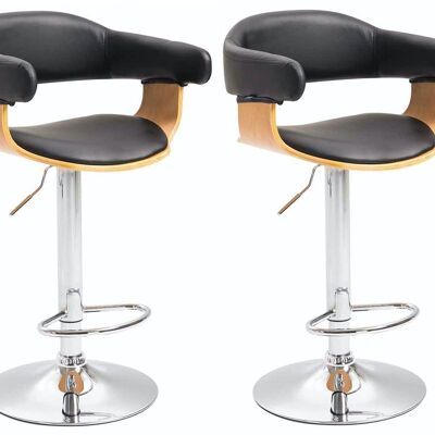 Set of 2 bar stools Natal imitation leather natural/black 39x38x86 natural/black imitation leather Chromed metal