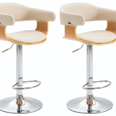 Set of 2 bar stools Natal imitation leather natural/cream 39x38x86 natural/cream imitation leather Chromed metal