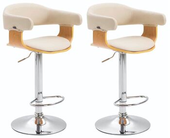 Lot de 2 tabourets de bar Natal simili cuir naturel/crème 39x38x86 simili cuir naturel/crème Métal chromé 1