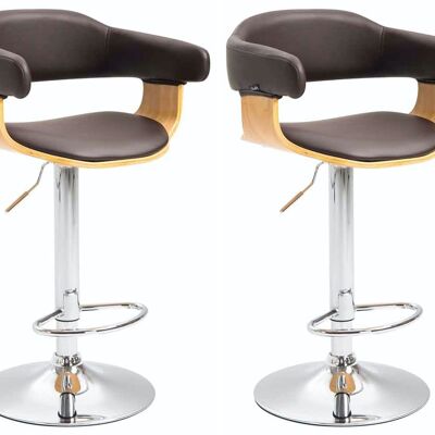 Set of 2 bar stools Natal imitation leather natural/brown 39x38x86 natural/brown imitation leather Chromed metal