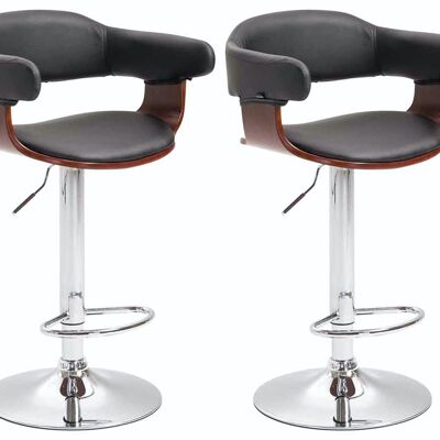 Set of 2 bar stools Natal imitation leather coffee/black 39x38x86 coffee/black leatherette Chromed metal