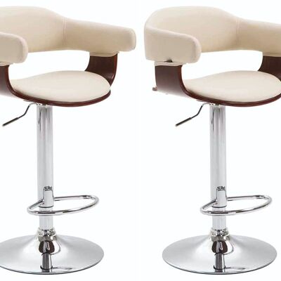 Set of 2 bar stools Natal imitation leather coffee/cream 39x38x86 coffee/cream imitation leather Chromed metal