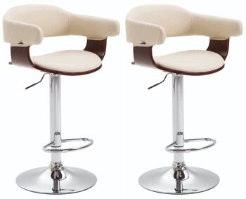 Lot de 2 tabourets de bar Natal simili cuir café/crème 39x38x86 simili cuir café/crème Métal chromé 1