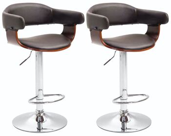 Lot de 2 tabourets de bar Natal simili cuir café/marron 39x38x86 simili cuir café/marron Métal chromé 1