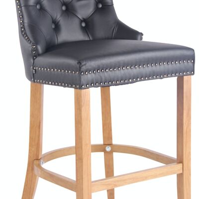 Tabouret de bar Taipei cuir véritable antique noir clair 59x55x115 noir Cuir véritable Bois