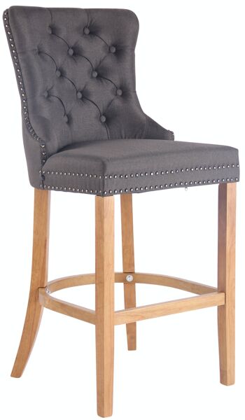 Tabouret de bar Taipei tissu antique gris foncé clair 59x55x115 gris foncé Matière Bois 1