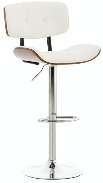 Tabouret de bar Sarnia simili cuir noyer/blanc 56x50x94 noyer/similicuir blanc Métal chromé 1