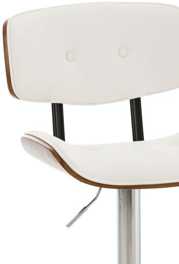 Tabouret de bar Sarnia simili cuir noyer/blanc 56x50x94 noyer/similicuir blanc Métal chromé 5