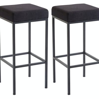 Lot de 2 tabourets de bar Newark 85 tissu noir noir 37x37x85 noir Matière métal