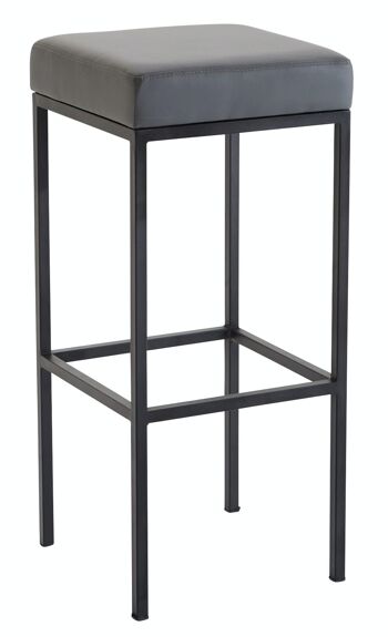 Tabouret de bar Newark 85 simili cuir noir Gris 37x37x85 Simili cuir gris métal 1