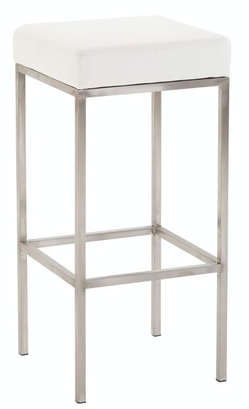 Tabouret de bar Newark 85 simili cuir inox blanc 37x37x85 simili cuir blanc métal 1