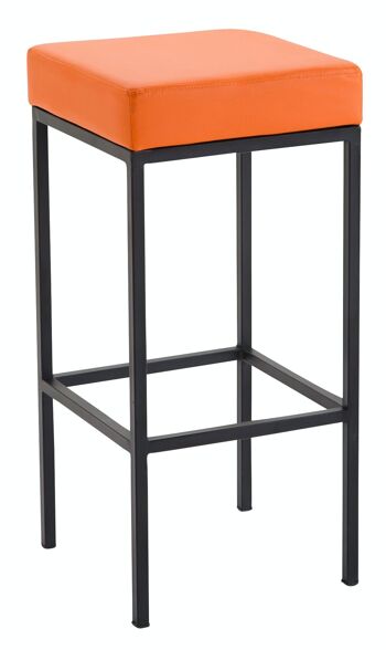 Tabouret de bar Newark 80 simili cuir noir orange 37x37x80 simili cuir orange métal 1