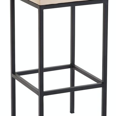 Taburete de bar Newark 80 simil piel negro crema 37x37x80 simil piel crema metal